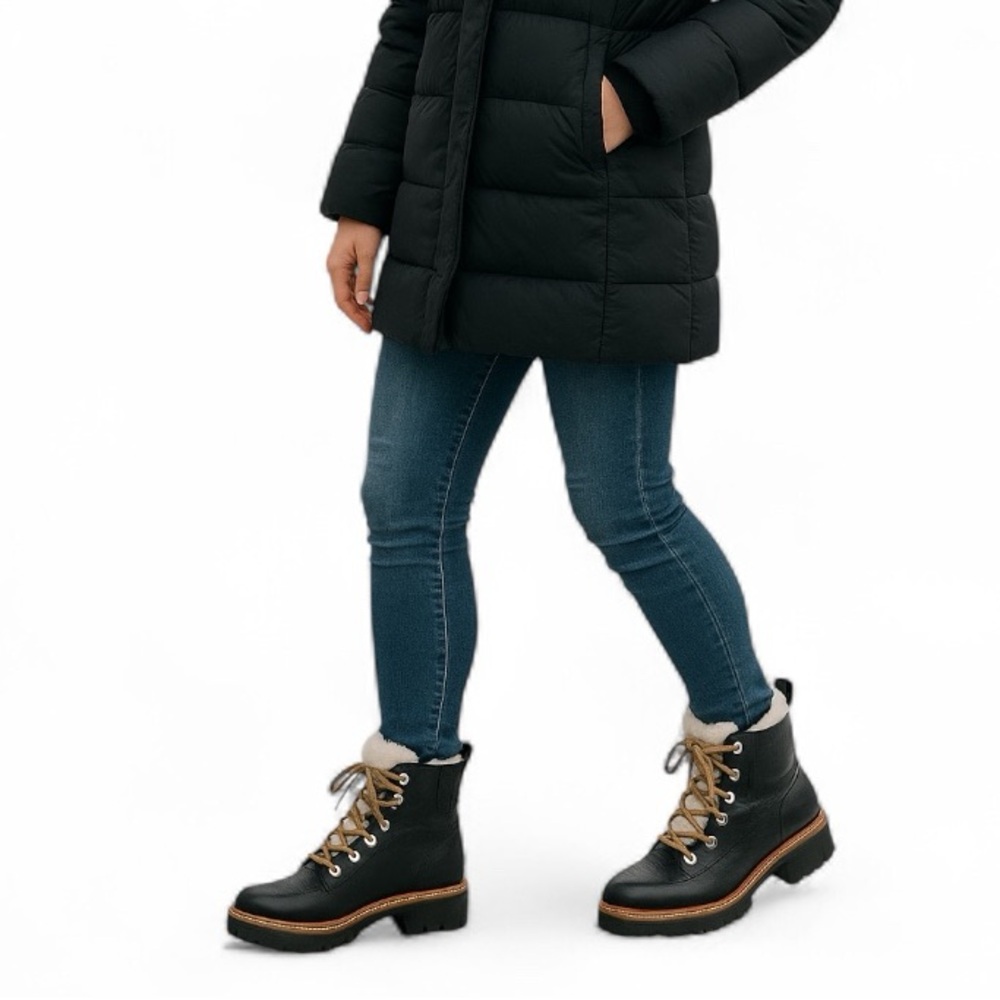 Marc Fisher LTD Women’s Izzie Shearling-Lined Leather Lace Up Lug Sole Boots